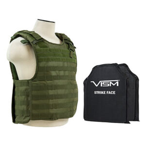 VISM QR Plate Carrier Vest w/ Ballistic Soft Armor Panels Level IIIA 10X12 OD Green