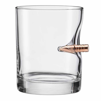 BenShot Bulletproof Rocks Glass with Real Bullet 11oz
