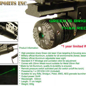 Aim Sports Tactical 5mW Green Laser with Pressure Switch