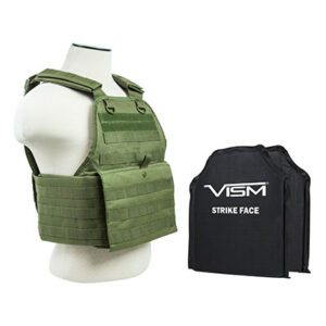 NcStar VISM Plate Carrier Vest w/ Ballistic Soft Armor Panels Level IIIA 10X12 OD Green