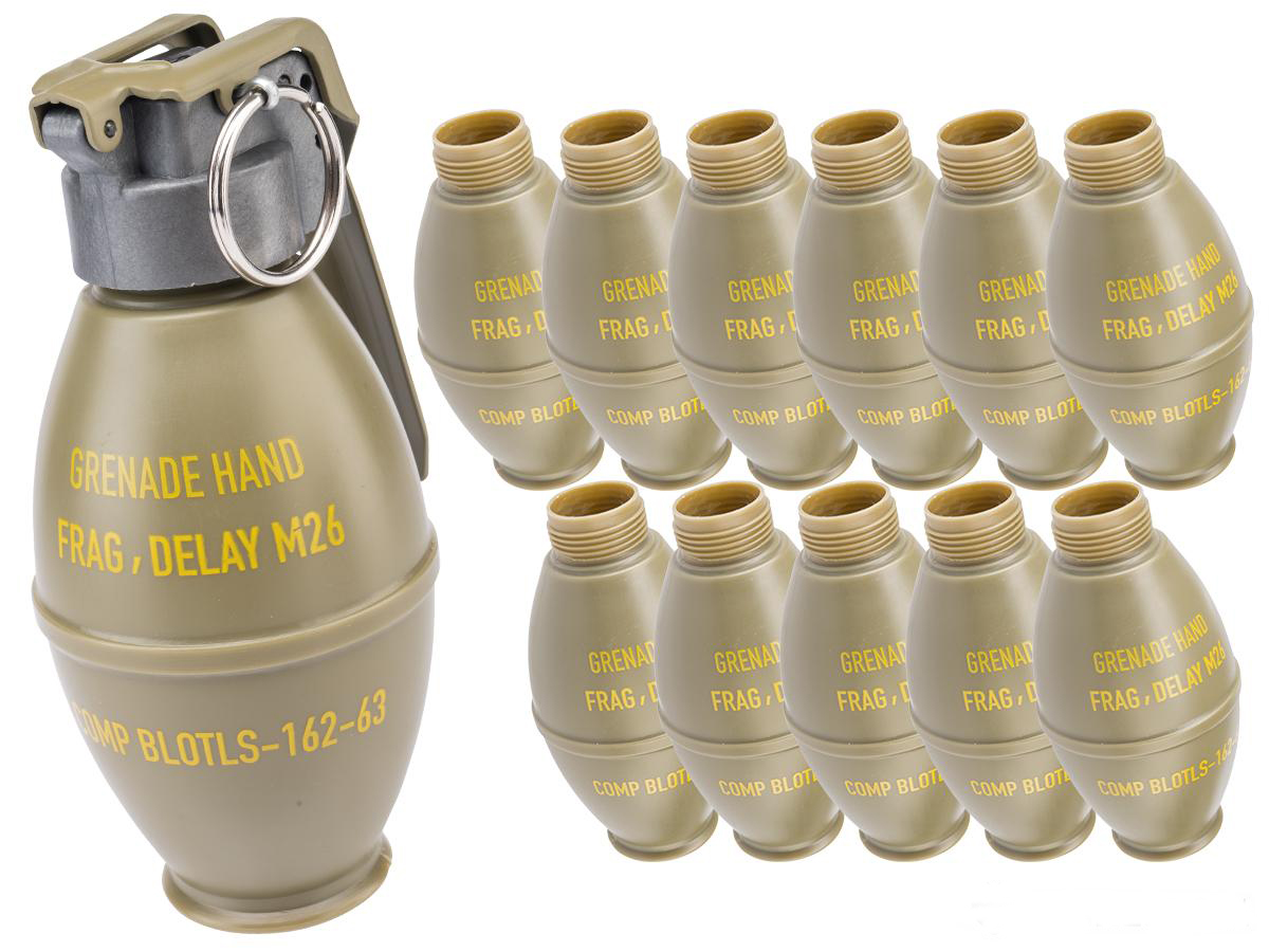 Hokkatsu Thunder B Airsoft M26 Lemon CO2 BB Frag Grenade Simulator 12 Pack